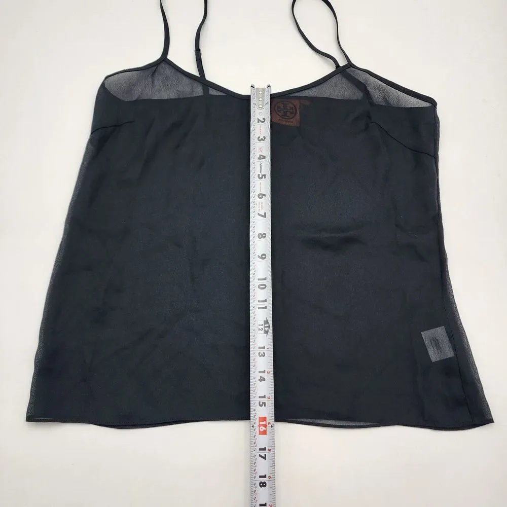 Tory Burch Womens Black Sheer Spaghetti Strap Camisole Tank Top‎ Size 4